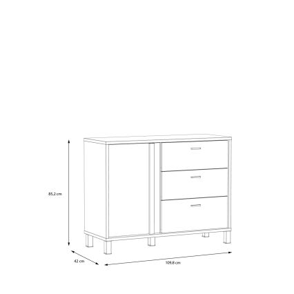 Kommode med skuffer OREN brun/sort