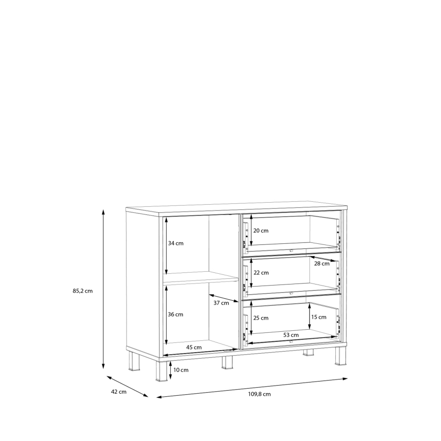 Kommode med skuffer OREN brun/sort