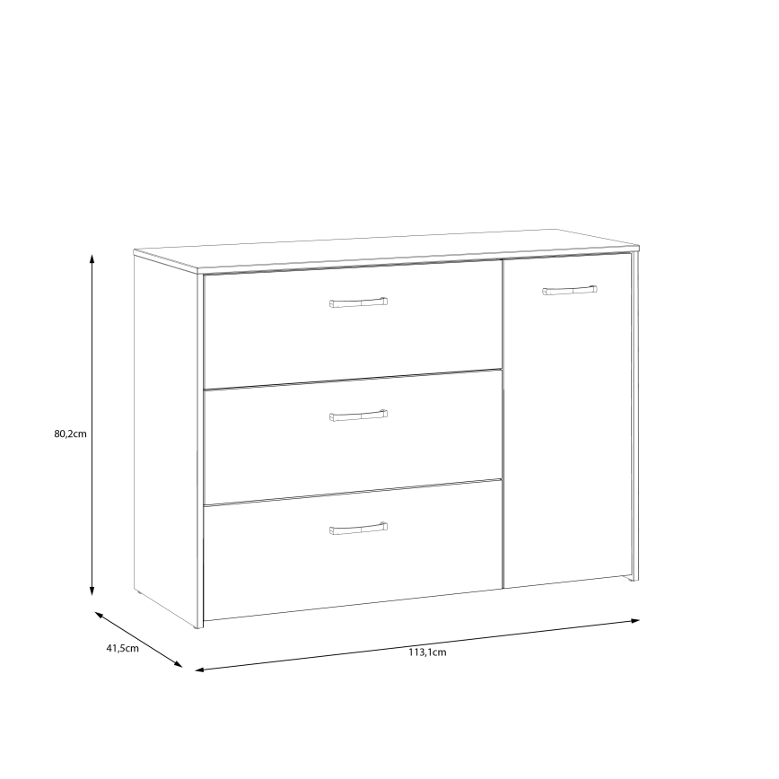 Kommode med skuffer URO eg artisan/ hvid