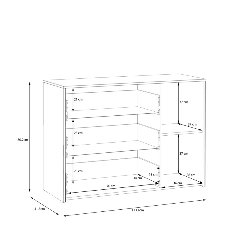 Kommode med skuffer URO eg artisan/ hvid