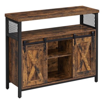 Kommode med skydedøre FIRA brun/sort