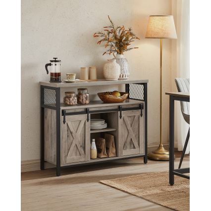 Kommode med skydelåger FIRA taupe/sort