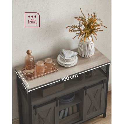Kommode med skydelåger FIRA taupe/sort