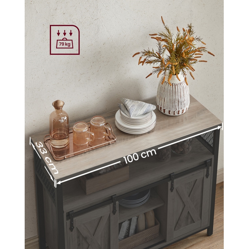 Kommode med skydelåger FIRA taupe/sort