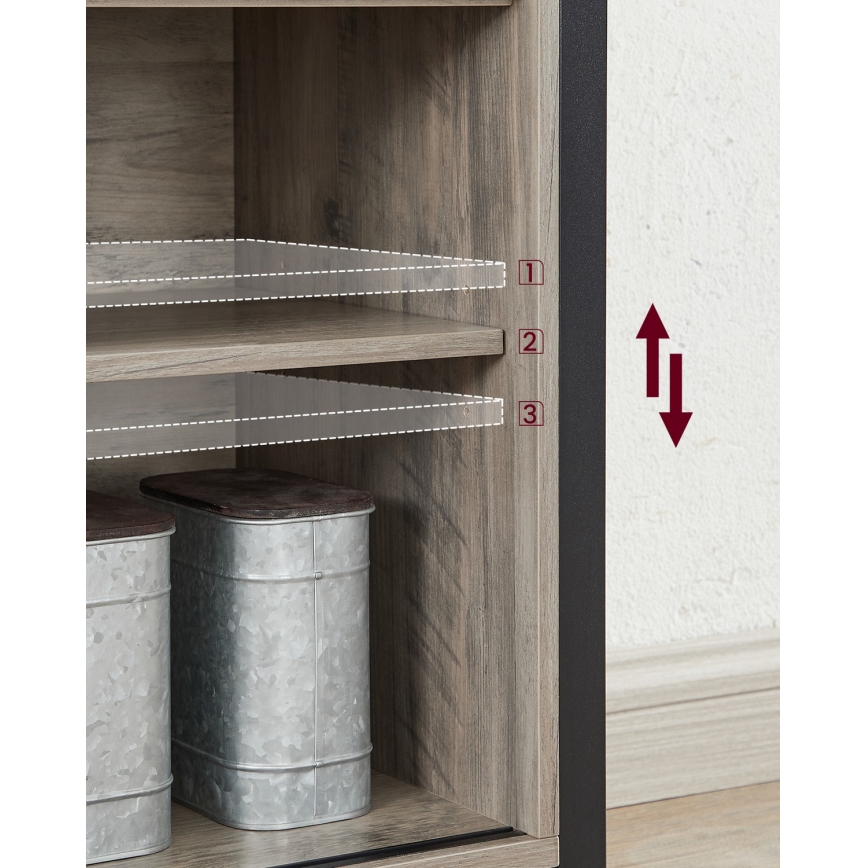 Kommode med skydelåger FIRA taupe/sort