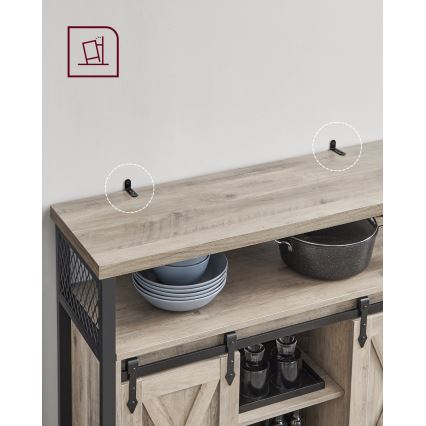 Kommode med skydelåger FIRA taupe/sort