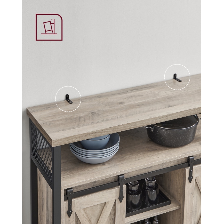 Kommode med skydelåger FIRA taupe/sort