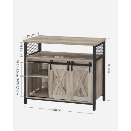 Kommode med skydelåger FIRA taupe/sort