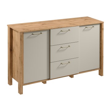 Kommode MENTA 138x81x40 cm Wotan-egetræ/grå