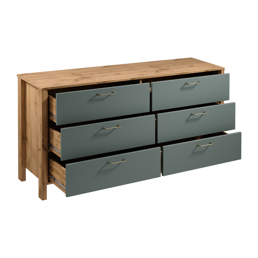 Kommode MENTA 170x81x47 cm eg wotan/grøn