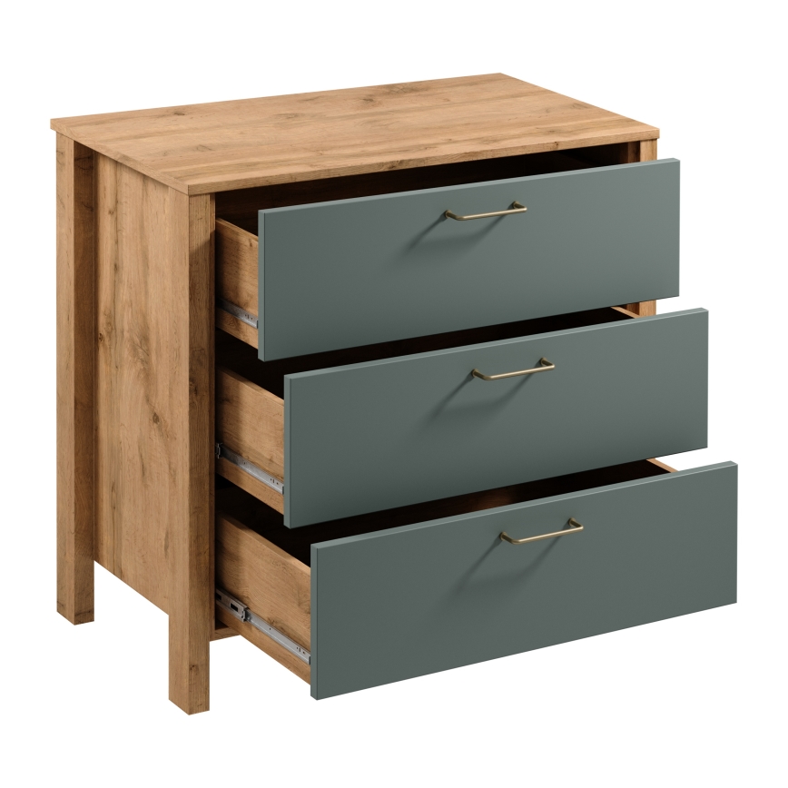 Kommode MENTA 90 x 81 x 47 cm eg Wotan/grøn