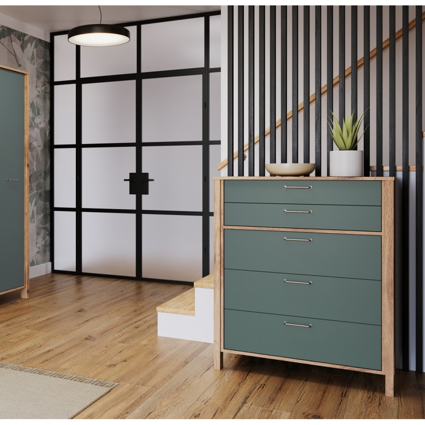 Kommode MENTA 90x108x47 cm eg wotan/grøn