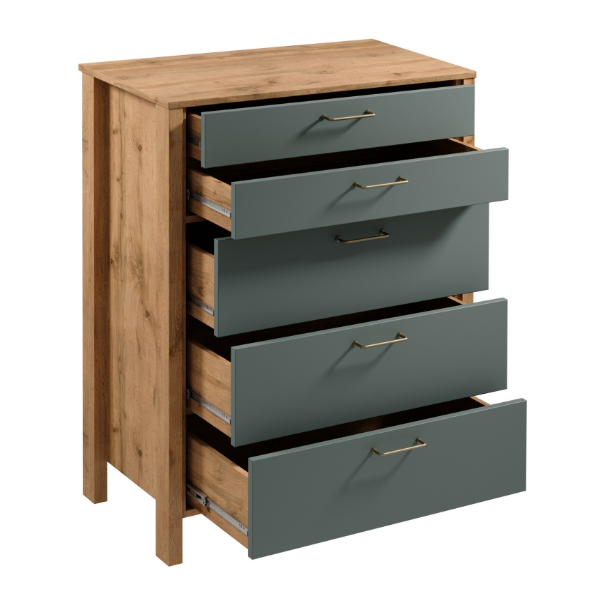 Kommode MENTA 90x108x47 cm eg wotan/grøn