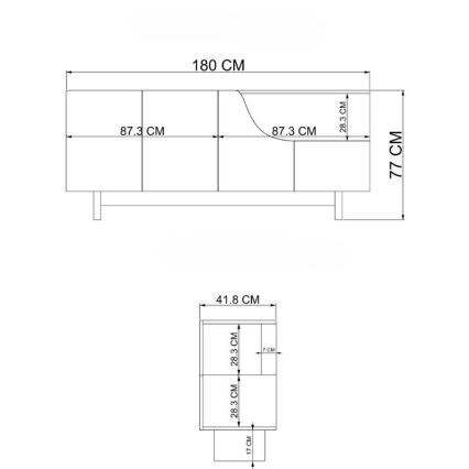 Kommode ORBIS 180x40 cm creme/beige