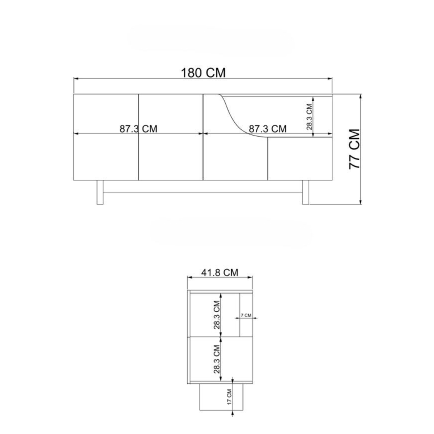 Kommode ORBIS 180x40 cm creme/beige