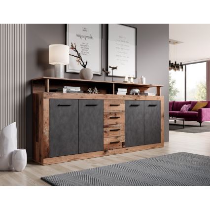 Kommode RUNA 190x96x32 cm mørkebrun/antracit