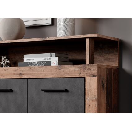Kommode RUNA 190x96x32 cm mørkebrun/antracit