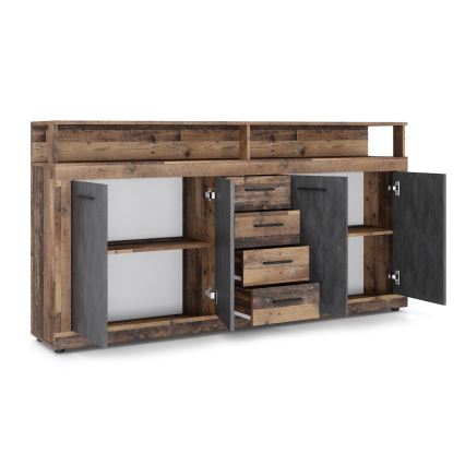Kommode RUNA 190x96x32 cm mørkebrun/antracit