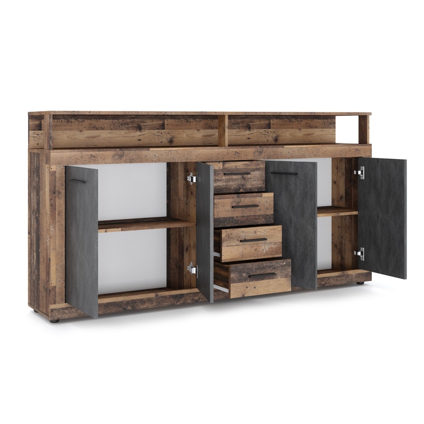Kommode RUNA 190x96x32 cm mørkebrun/antracit