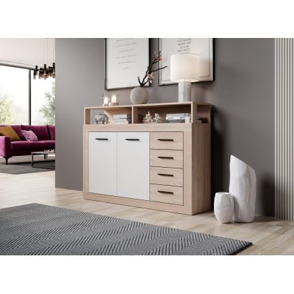 Kommode RUNA Sonoma-eg/hvid