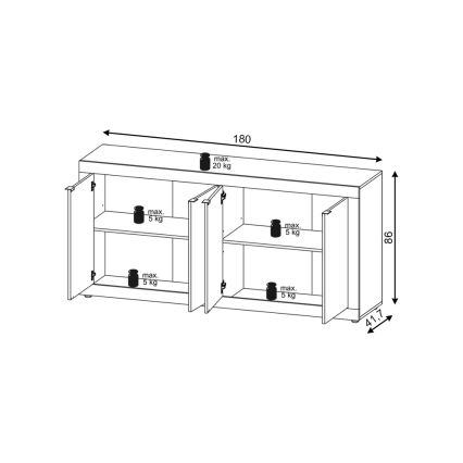 Kommode RUNEA lys brun/antracit