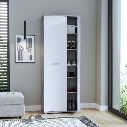 Kommode/skoskab SIMO hvid/grå beton