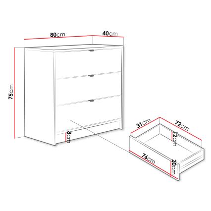 Kommode TIRENO 75x80 cm beige
