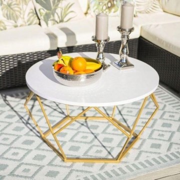 Konferencebord DIAMOND 40x70 cm i guld/hvid