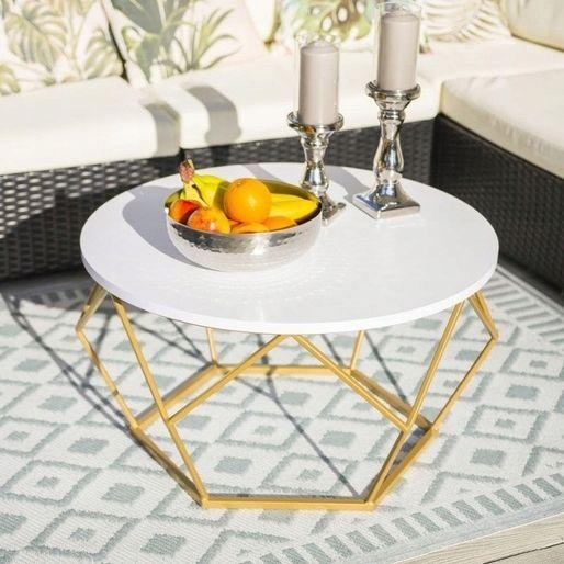 Konferencebord DIAMOND 40x70 cm i guld/hvid