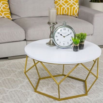 Konferencebord DIAMOND 40x70 cm i guld/hvid