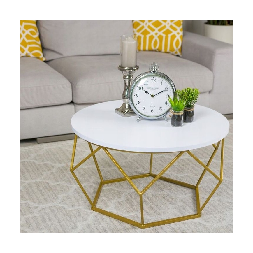 Konferencebord DIAMOND 40x70 cm i guld/hvid