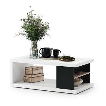 Konferencebord med hylde og opbevaringsplads LORA hvid/sort
