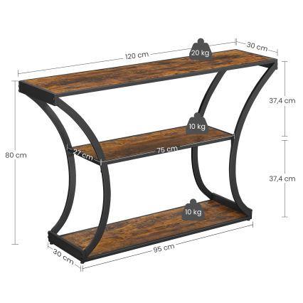 Konsolbord ELDUR 120x30 cm brun/sort