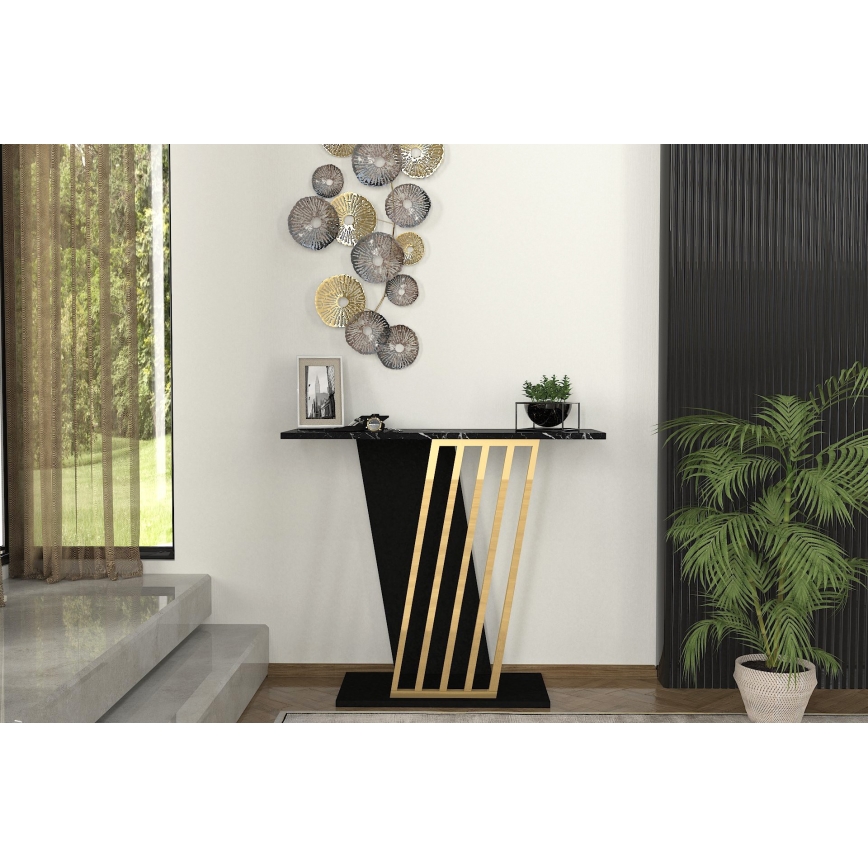 Konsolbord GRAVITY 76,8x90 cm sort/guldfarvet