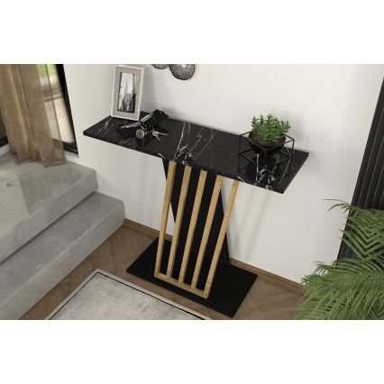 Konsolbord GRAVITY 76,8x90 cm sort/guldfarvet