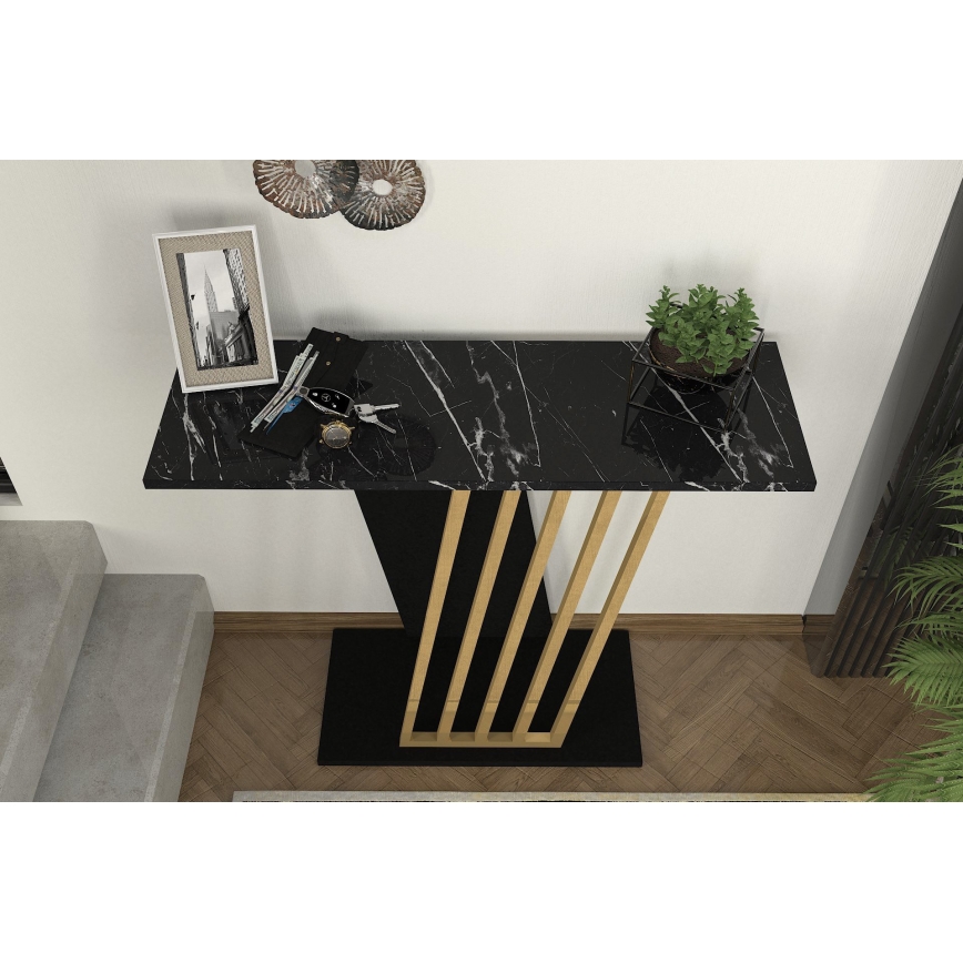 Konsolbord GRAVITY 76,8x90 cm sort/guldfarvet