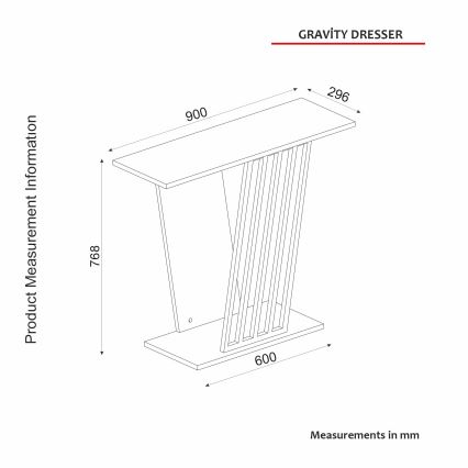 Konsolbord GRAVITY 76,8x90 cm sort/guldfarvet