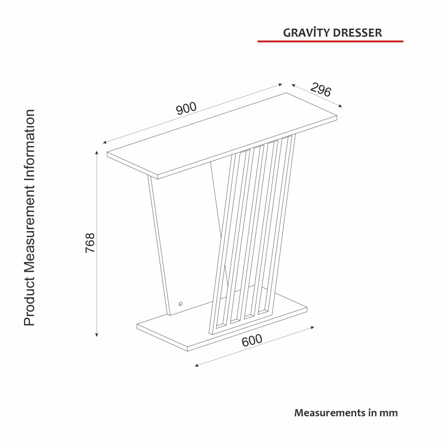 Konsolbord GRAVITY 76,8x90 cm sort/guldfarvet