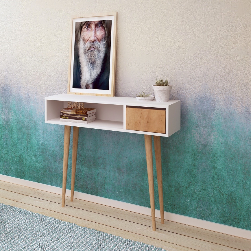 Konsolbord KIOGI 94x100 cm hvid/beige