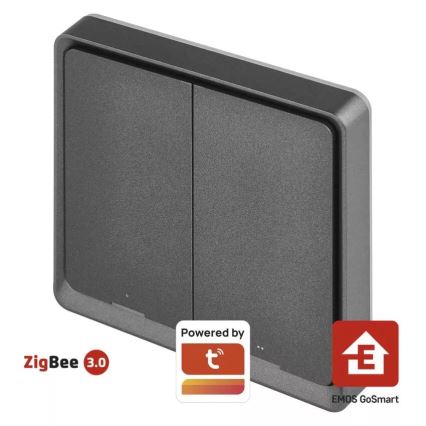 Kontakt 2 knapper GoSmart 1xCR2430 Tuya sort