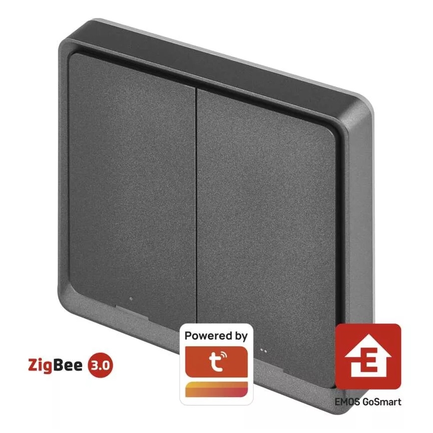 Kontakt 2 knapper GoSmart 1xCR2430 Tuya sort