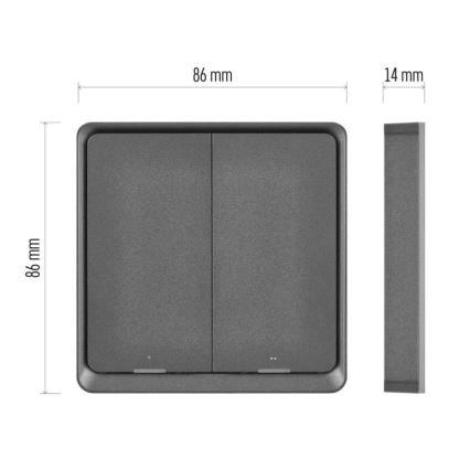 Kontakt 2 knapper GoSmart 1xCR2430 Tuya sort