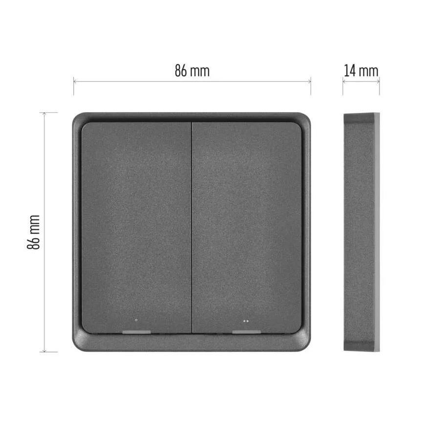 Kontakt 2 knapper GoSmart 1xCR2430 Tuya sort