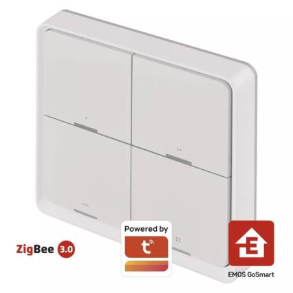 Kontakt 4 knapper GoSmart 1xCR2430 Tuya hvid