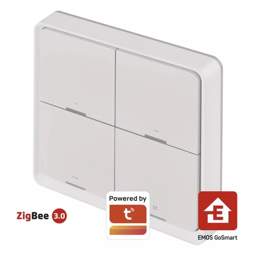 Kontakt 4 knapper GoSmart 1xCR2430 Tuya hvid