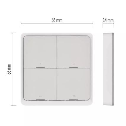 Kontakt 4 knapper GoSmart 1xCR2430 Tuya hvid