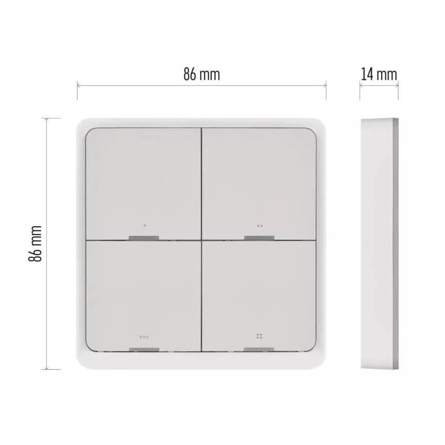 Kontakt 4 knapper GoSmart 1xCR2430 Tuya hvid