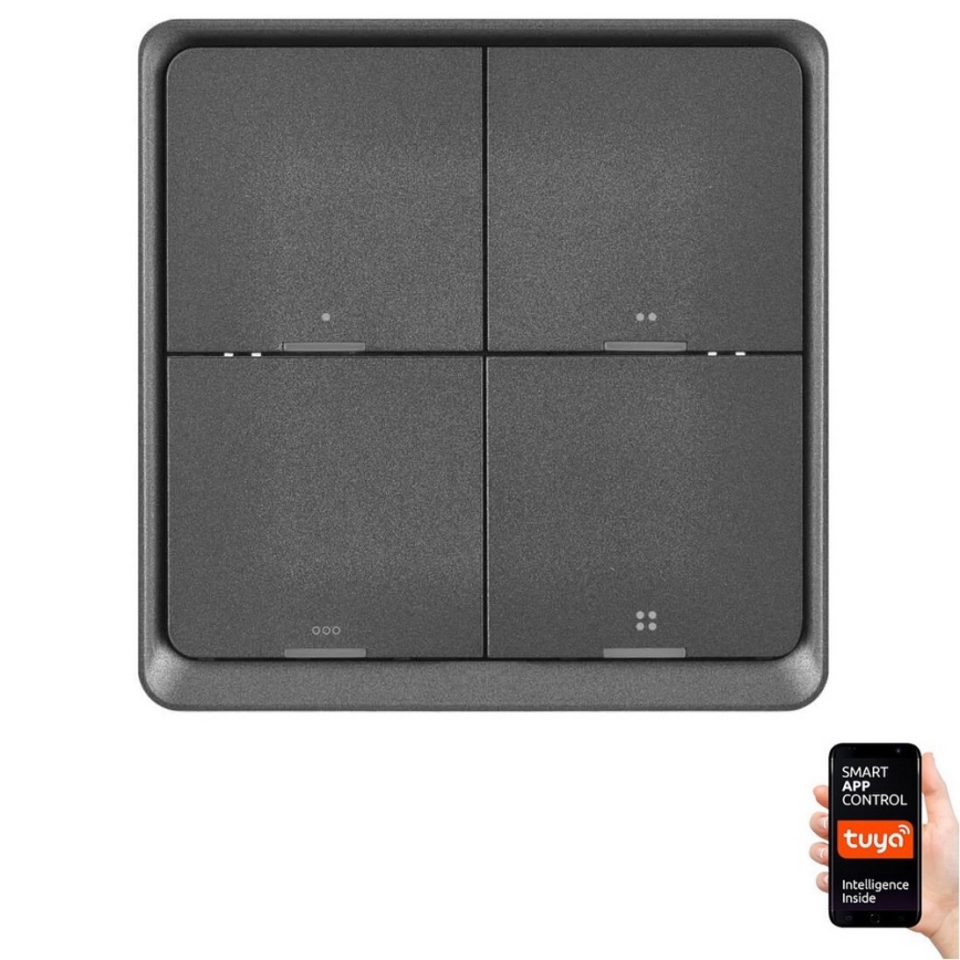 Kontakt 4 knapper GoSmart 1xCR2430 Tuya sort