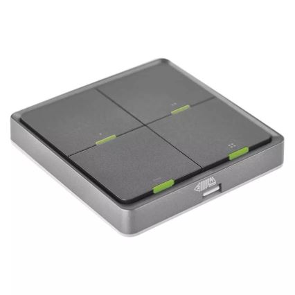 Kontakt 4 knapper GoSmart 1xCR2430 Tuya sort