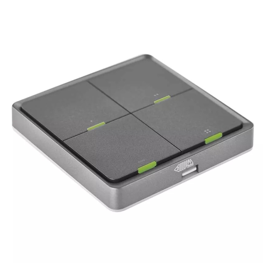Kontakt 4 knapper GoSmart 1xCR2430 Tuya sort